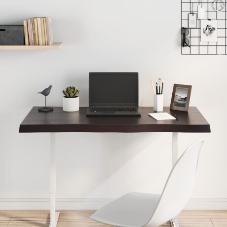 vidaXL Tafelblad natuurlijke rand 100x50x(2-4)cm eikenhout donkerbruin afbeelding3 - 1