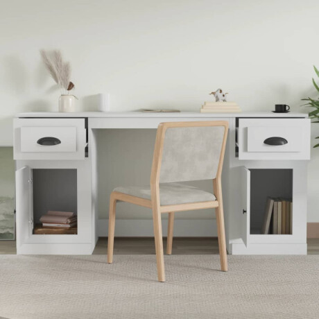 vidaXL Bureau met kast bewerkt hout wit afbeelding3 - 1