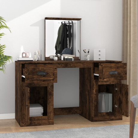 vidaXL Kaptafel met spiegel 130x50x132,5 cm gerookt eikenkleurig afbeelding3 - 1