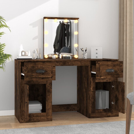 vidaXL Kaptafel met LED-verlichting 130x50x132,5 cm gerookt eikenkleur afbeelding3 - 1