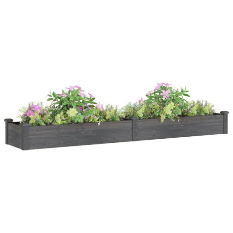 vidaXL Plantenbak verhoogd met voering 240x45x25 cm vurenhout grijs afbeelding3 - 1