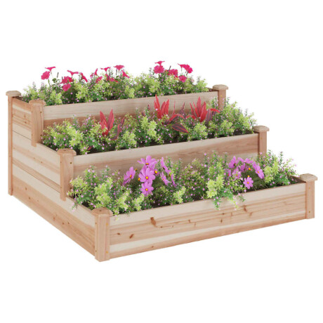 vidaXL Plantenbak verhoogd met voering 120x120x56 cm massief vurenhout afbeelding3 - 1