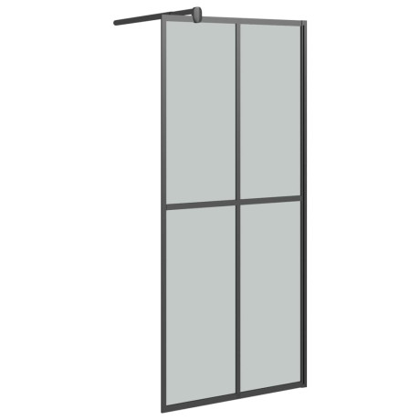 vidaXL Inloopdouchewand met schap 100x195 cm ESG-glas aluminium zwart afbeelding3 - 1