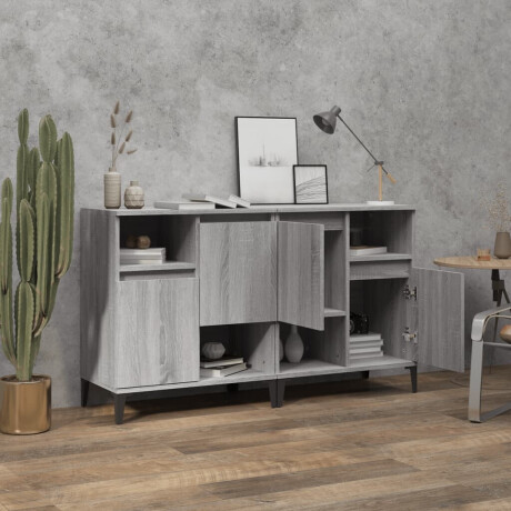 vidaXL Dressoirs 2 st 60x35x70 cm bewerkt hout grijs sonoma eikenkleur afbeelding3 - 1