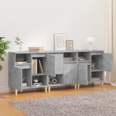 vidaXL Dressoirs 3 st 60x35x70 cm bewerkt hout betongrijs afbeelding3 - 1