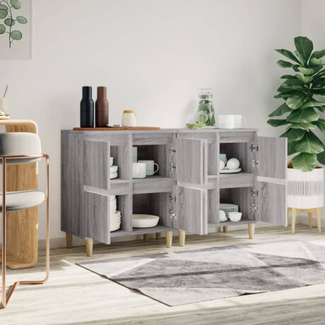 vidaXL Dressoirs 2 st 60x35x70 cm bewerkt hout grijs sonoma eikenkleur afbeelding3 - 1