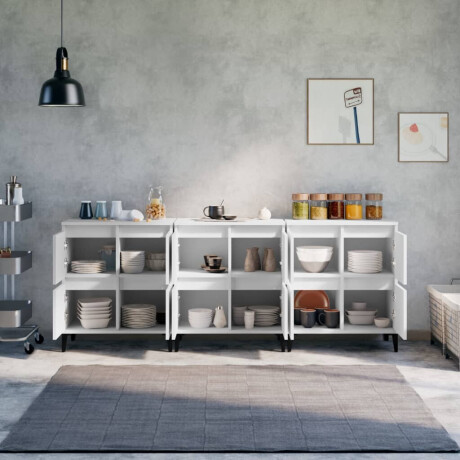 vidaXL Dressoirs 3 st 60x35x70 cm bewerkt hout wit afbeelding3 - 1