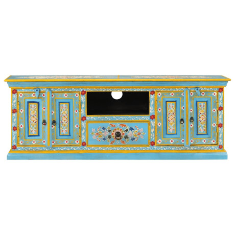 vidaXL Tv-meubel 110x30x40 cm massief mangohout blauw afbeelding3 - 1