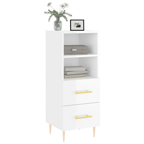 vidaXL Dressoir 34,5x34x90 cm bewerkt hout hoogglans wit afbeelding3 - 1