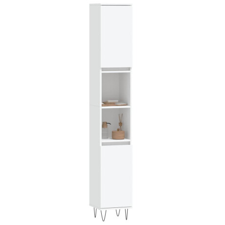 vidaXL Badkamerkast 30x30x190 cm bewerkt hout wit afbeelding3 - 1