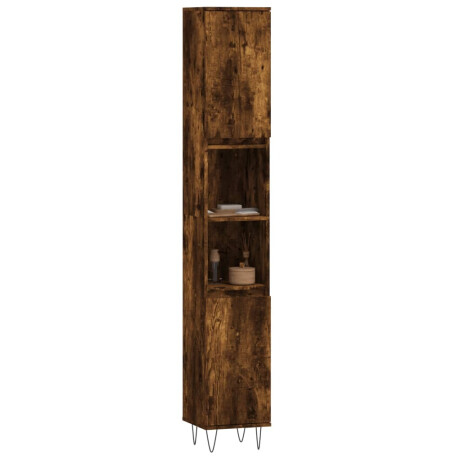 vidaXL Badkamerkast 30x30x190 cm bewerkt hout gerookt eikenkleurig afbeelding3 - 1