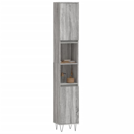 vidaXL Badkamerkast 30x30x190 cm bewerkt hout grijs sonoma eikenkleur afbeelding3 - 1