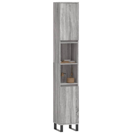 vidaXL Badkamerkast 30x30x190 cm bewerkt hout grijs sonoma eikenkleur afbeelding3 - 1