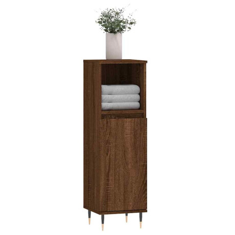 vidaXL Badkamerkast 30x30x100 cm bewerkt hout bruin eikenkleur afbeelding3 - 1