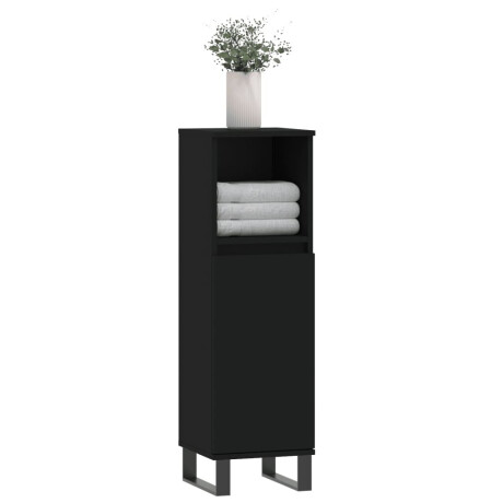 vidaXL Badkamerkast 30x30x100 cm bewerkt hout zwart afbeelding3 - 1