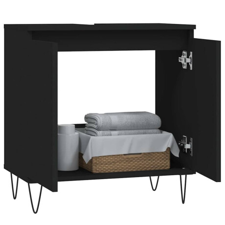 vidaXL Badkamerkast 58x33x60 cm bewerkt hout zwart afbeelding3 - 1