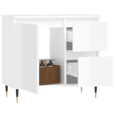 vidaXL Badkamerkast 65x33x60 cm bewerkt hout hoogglans wit afbeelding3 - 1