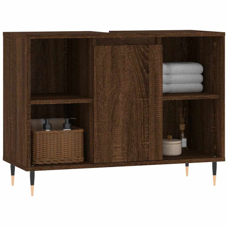 vidaXL Badkamerkast 80x33x60 cm bewerkt hout bruin eikenkleur afbeelding3 - 1