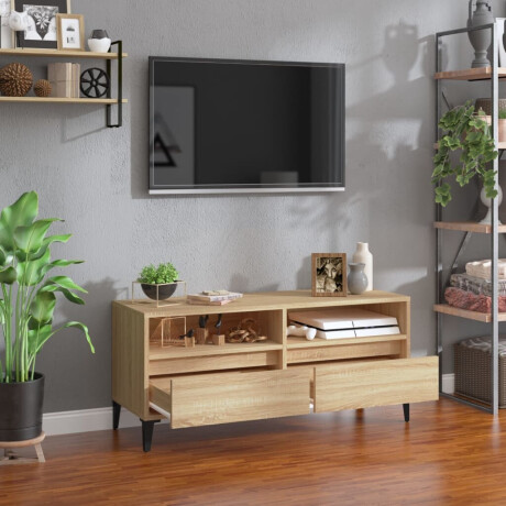 vidaXL Tv-meubel 100x34,5x44,5 cm bewerkt hout sonoma eikenkleurig afbeelding3 - 1