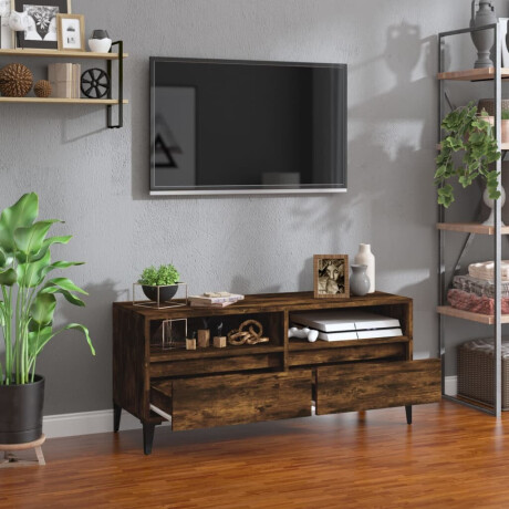 vidaXL Tv-meubel 100x34,5x44,5 cm bewerkt hout gerookt eikenkleurig afbeelding3 - 1