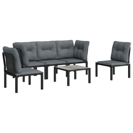 vidaXL 6-delige Loungeset poly rattan zwart en grijs afbeelding3 - 1