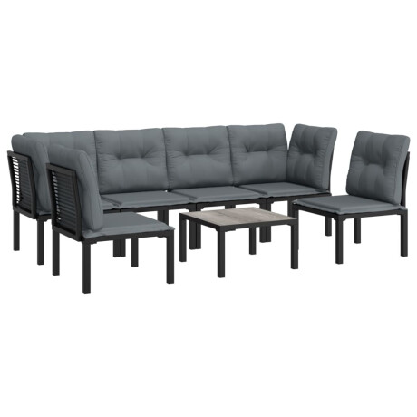 vidaXL 7-delige Loungeset poly rattan zwart en grijs afbeelding3 - 1