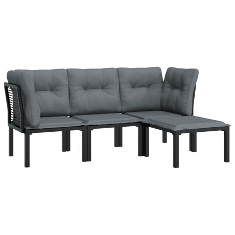 vidaXL 4-delige Loungeset poly rattan zwart en grijs afbeelding3 - 1