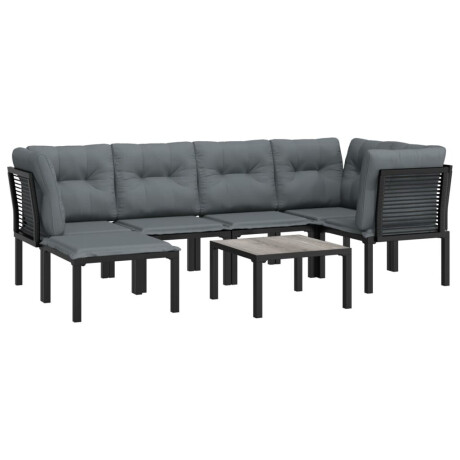 vidaXL 7-delige Loungeset poly rattan zwart en grijs afbeelding3 - 1