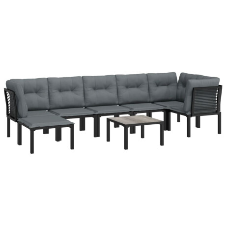 vidaXL 8-delige Loungeset poly rattan zwart en grijs afbeelding3 - 1