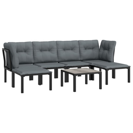 vidaXL 7-delige Loungeset poly rattan zwart en grijs afbeelding3 - 1