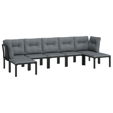 vidaXL 7-delige Loungeset poly rattan zwart en grijs afbeelding3 - 1