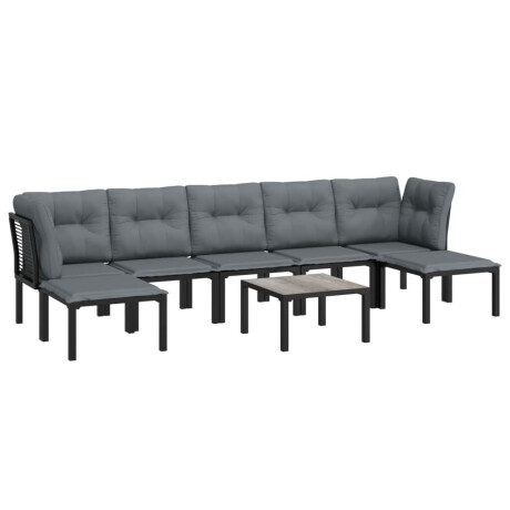 vidaXL 8-delige Loungeset poly rattan zwart en grijs afbeelding3 - 1
