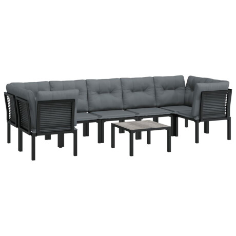 vidaXL 8-delige Loungeset poly rattan zwart en grijs afbeelding3 - 1
