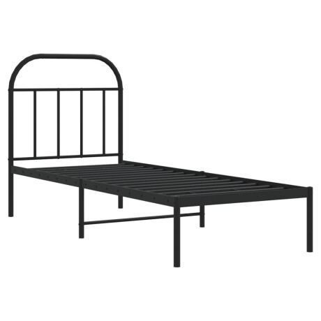 vidaXL Bedframe met hoofdbord metaal zwart 75x190 cm afbeelding3 - 1