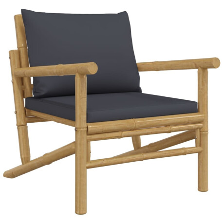 vidaXL Tuinstoelen 2 st met donkergrijze kussens bamboe afbeelding3 - 1