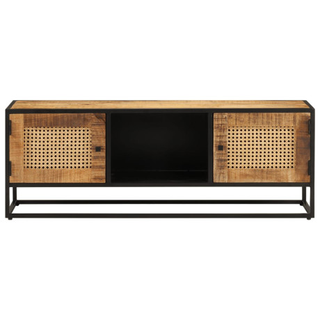 vidaXL Tv-meubel 110x30x40 cm massief ruw mangohout en ijzer afbeelding3 - 1