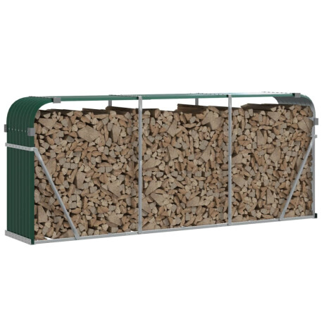 vidaXL Haardhoutopslag 234x45x100 cm gegalvaniseerd staal groen afbeelding3 - 1