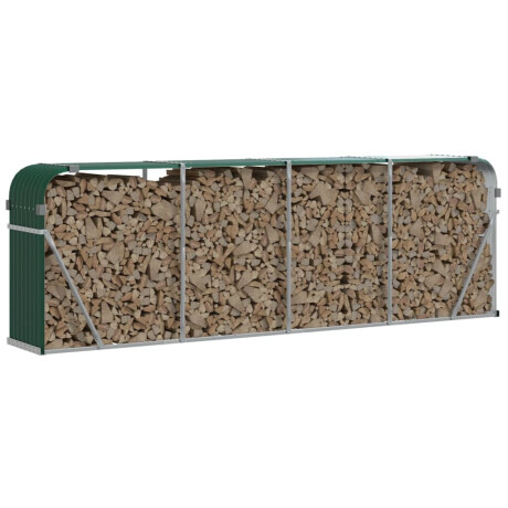 vidaXL Haardhoutopslag 300x45x100 cm gegalvaniseerd staal groen afbeelding3 - 1