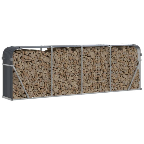 vidaXL Haardhoutopslag 300x45x100 cm gegalvaniseerd staal antraciet afbeelding3 - 1