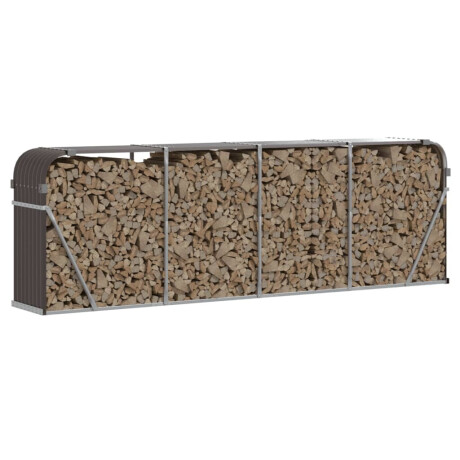 vidaXL Haardhoutopslag 300x45x100 cm gegalvaniseerd staal bruin afbeelding3 - 1