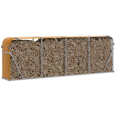 vidaXL Haardhoutopslag 300x45x100 cm gegalvaniseerd staal houtlook afbeelding3 - 1