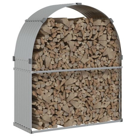 vidaXL Haardhoutopslag 120x45x140 cm gegalvaniseerd staal zilverkleur afbeelding3 - 1