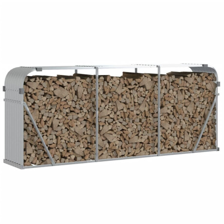 vidaXL Haardhoutopslag 234x45x100 cm gegalvaniseerd staal zilverkleur afbeelding3 - 1