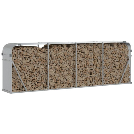 vidaXL Haardhoutopslag 300x45x100 cm gegalvaniseerd staal zilverkleur afbeelding3 - 1