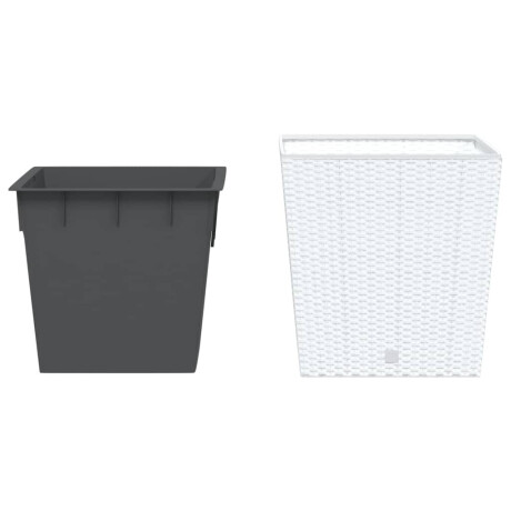 vidaXL Plantenbak met uitneembare bak rattan-look 37/64 L PP wit afbeelding3 - 1