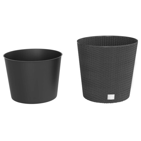 vidaXL Plantenbak uitneembare bak rattan-look 35/37,5 L PP antraciet afbeelding3 - 1