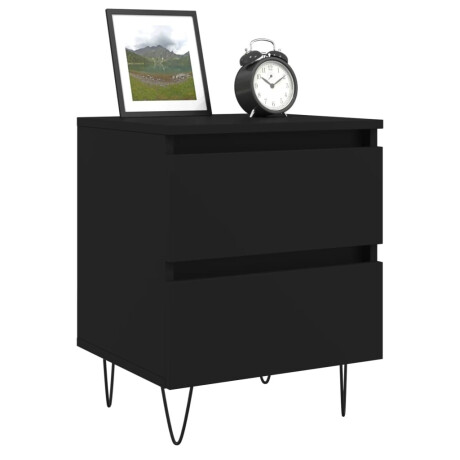vidaXL Nachtkastjes 2 st 40x35x50 cm bewerkt hout zwart afbeelding3 - 1