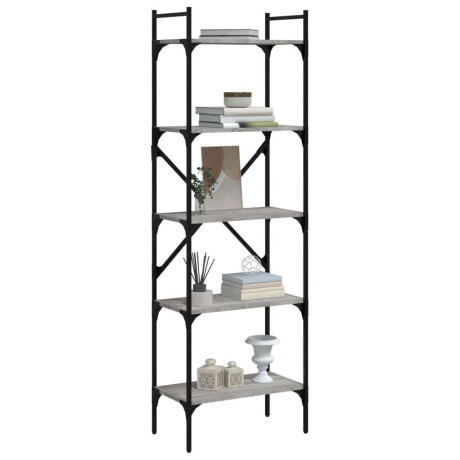 vidaXL Boekenkast 5-laags 56x31,5x174 cm bewerkt hout grijs sonoma afbeelding3 - 1