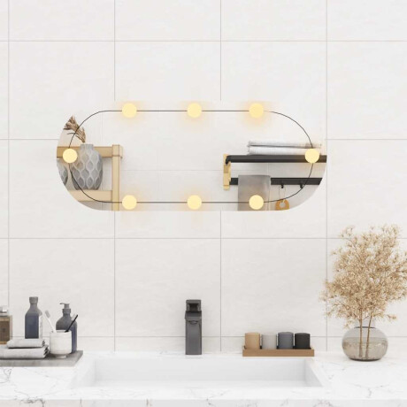 vidaXL Wandspiegel met LED's ovaal 30x70 cm glas afbeelding3 - 1