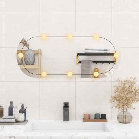 vidaXL Wandspiegel met LED's ovaal 35x80 cm glas afbeelding3 - 1